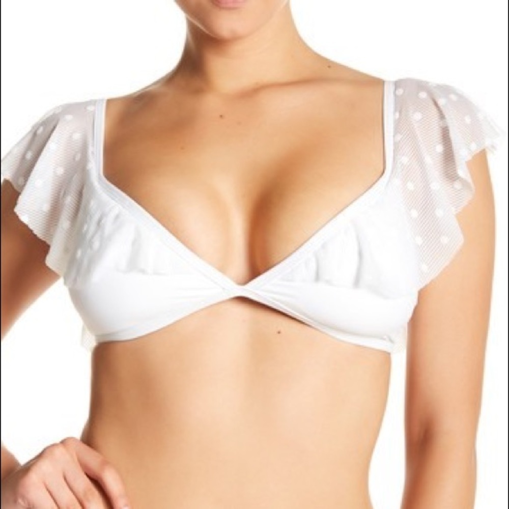 Ella Moss Polka Dot Sheer Sleeves Bikini Top